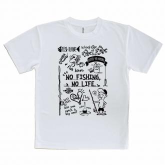 【Tシャツ】【釣りざんまい】釣りが好きなんです_モノクロ