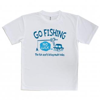 【Tシャツ】【釣りざんまい】ユニークな釣りするアングラー_ブルー