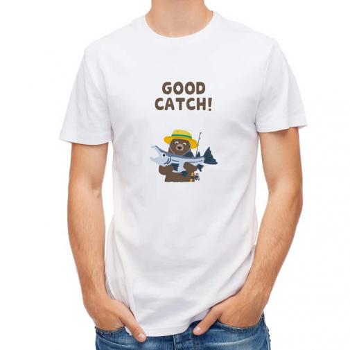 【Tシャツ】【釣りざんまい】サケを釣るクマさん