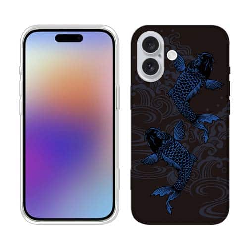 【TPU】タトゥー風昇り鯉　ブルー&ブラック