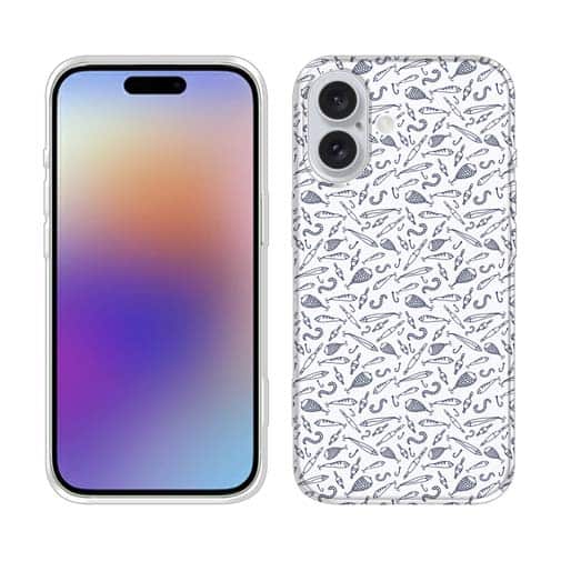 【TPU】釣具のシームレスパターン　ホワイト