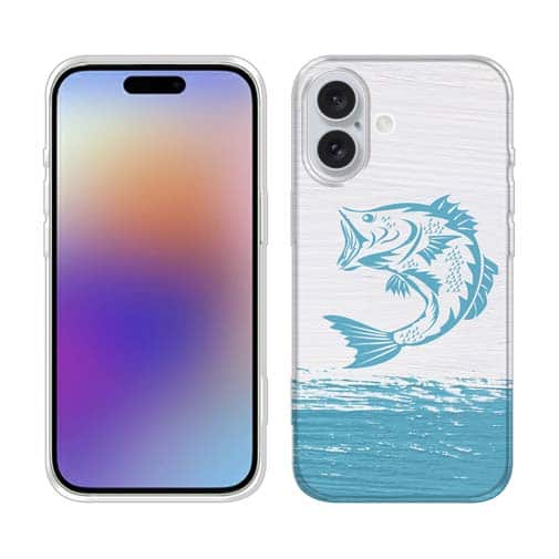 【TPU】ブラックバスのイラスト 木目調