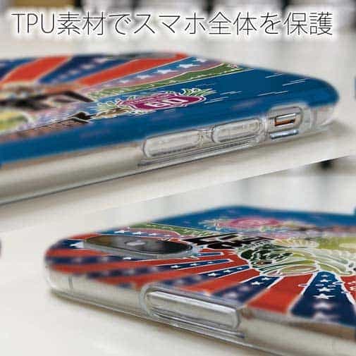 【TPU】赤ワイン　大漁旗スマホケース　ブラックバス