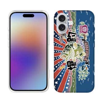 【TPU】赤ワイン　大漁旗スマホケース　ブラックバス