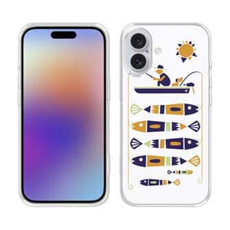 【TPU】【釣りざんまい】愛犬と釣りを楽しむアングラー_カラフルホワイト