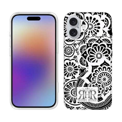 【ROMI HIME】【TPU】ヘナ タトゥー トライバル 花 ホワイト&ブラック