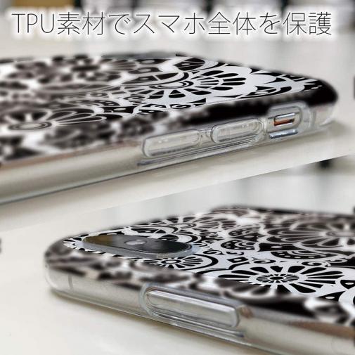 【ROMI HIME】【TPU】ヘナ タトゥー　トライバル　花　ホワイト＆ブラック