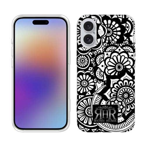 【ROMI HIME】【TPU】ヘナ タトゥー トライバル 花 ブラック&ホワイト