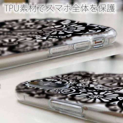 【ROMI HIME】【TPU】ヘナ タトゥー　トライバル　花　ブラック＆ホワイト