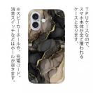 【TPU】くすみカラーマーブル調 ブラック＆ゴールド