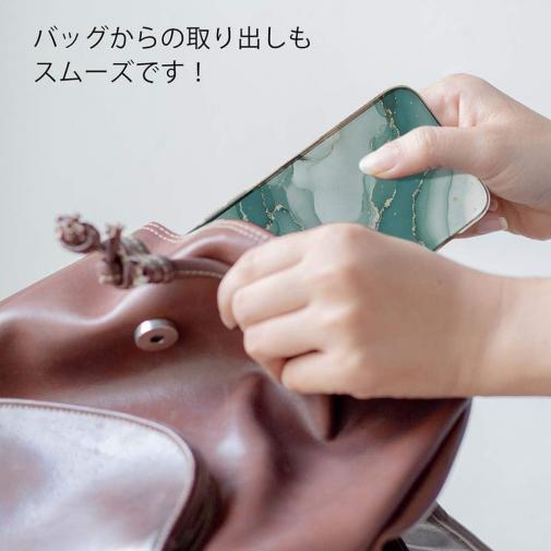 【TPU】くすみカラーマーブル調 グリーン＆ゴールド