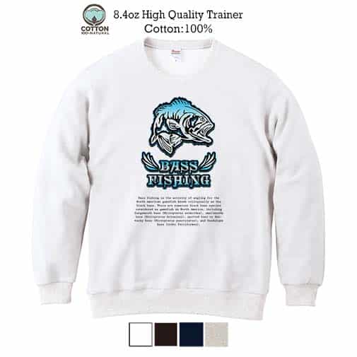 【トレーナー】バスフィッシング　ローライダーフォント　ブルー 8.4oz Cotton:100%