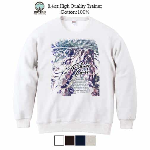 【トレーナー】ブラックバスのバイト ペイント風 ブルー 8.4oz Cotton:100%