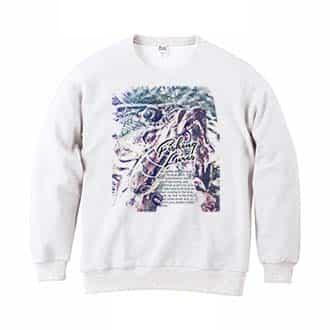 【トレーナー】ブラックバスのバイト　ペイント風　ブルー 8.4oz Cotton:100%