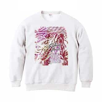 【トレーナー】ブラックバスのバイト　ペイント風　レッド 8.4oz Cotton:100%