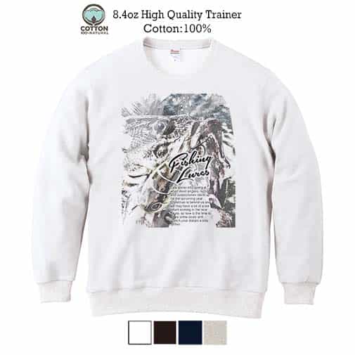 【トレーナー】ブラックバスのバイト　ペイント風　モノトーン 8.4oz Cotton:100%