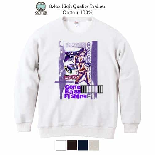 【トレーナー】Gone Bass Fishing ローライダーポスター風 パープル 8.4oz Cotton:100%