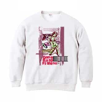 【トレーナー】Gone Bass Fishing ローライダーポスター風　ライトレッド 8.4oz Cotton:100%