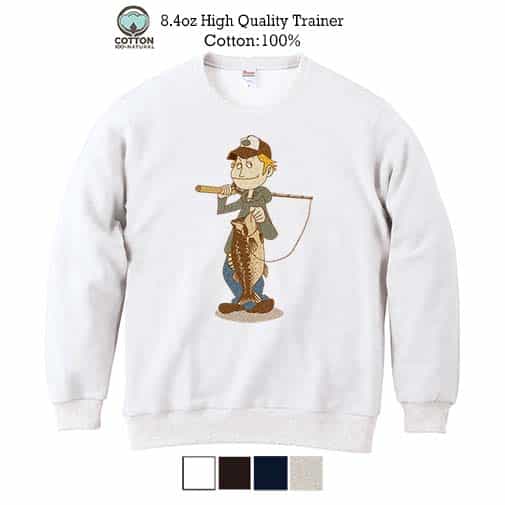 【トレーナー】釣りボーイ イラスト 8.4oz Cotton:100%