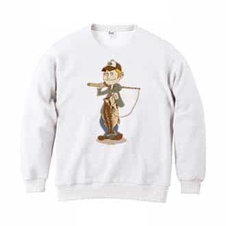 【トレーナー】釣りボーイ　イラスト 8.4oz Cotton:100%