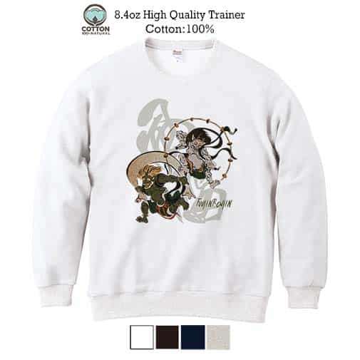 【トレーナー】浮世絵 風神雷神 8.4oz Cotton:100%