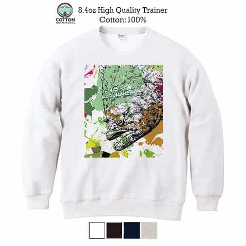 【トレーナー】ヒラメ　ペンキペイント 8.4oz Cotton:100%