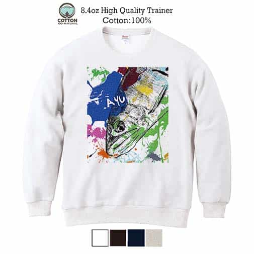 【トレーナー】アユ　ペンキペイント 8.4oz Cotton:100%