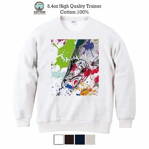 【トレーナー】サケ ペンキペイント 8.4oz Cotton:100%