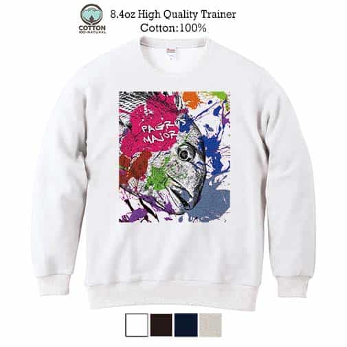【トレーナー】マダイ　ペンキペイント 8.4oz Cotton:100%