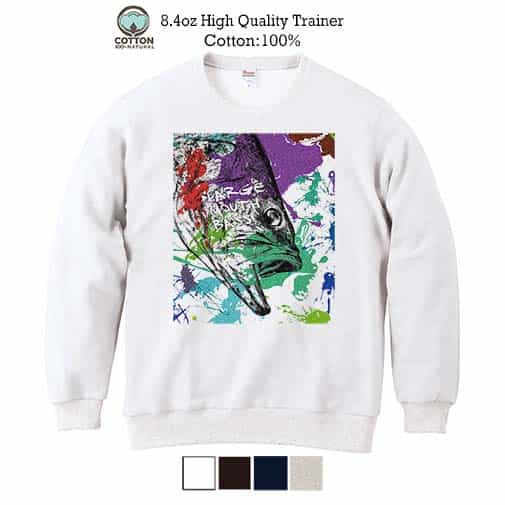 【トレーナー】ブラックバス2 ペンキペイント 8.4oz Cotton:100%