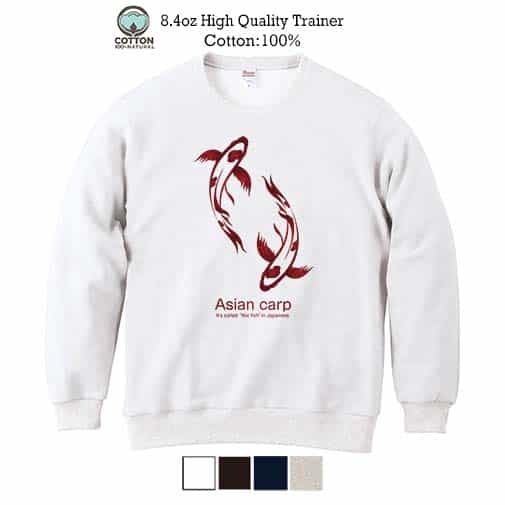 【トレーナー】錦鯉　紅白　Koi Fish　ホワイト 8.4oz Cotton:100%