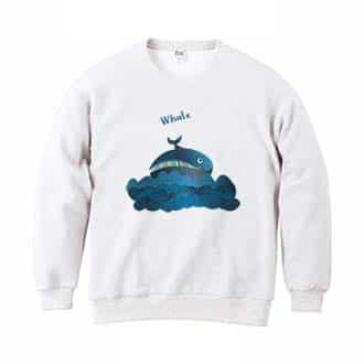 【トレーナー】コミカルなクジラのイラスト 8.4oz Cotton:100%