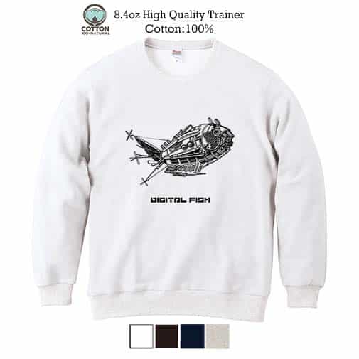【トレーナー】デジタル フィッシュ 8.4oz Cotton:100%