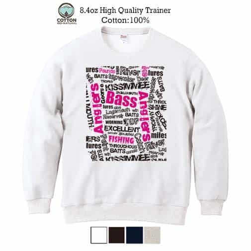 【トレーナー】BASS テキストデザイン ショッキングピンク 8.4oz Cotton:100%