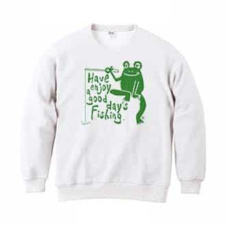 【トレーナー】【釣りざんまい】カエルが釣りをするでケロ 8.4oz Cotton:100%