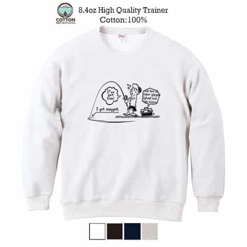 【トレーナー】【釣りざんまい】なんだか大物釣りあげてるかも?_モノクロ 8.4oz Cotton:100%