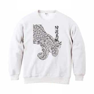 【トレーナー】アオリイカ　墨絵風 8.4oz Cotton:100%