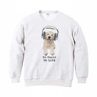 【トレーナー】レトリバーだってNo Music No Life 8.4oz Cotton:100%