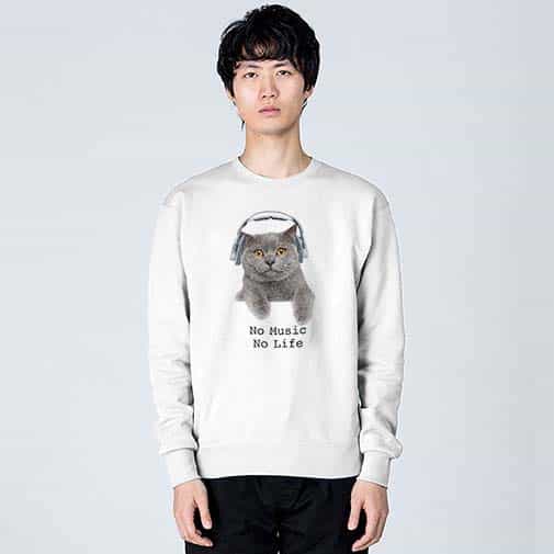 【トレーナー】ブリティッシュだってNo Music No Life 8.4oz Cotton:100%