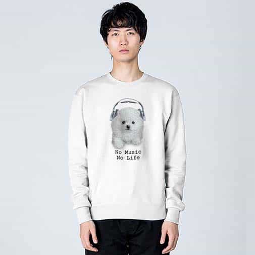 【トレーナー】ポメラニアンだってNo Music No Life 8.4oz Cotton:100%