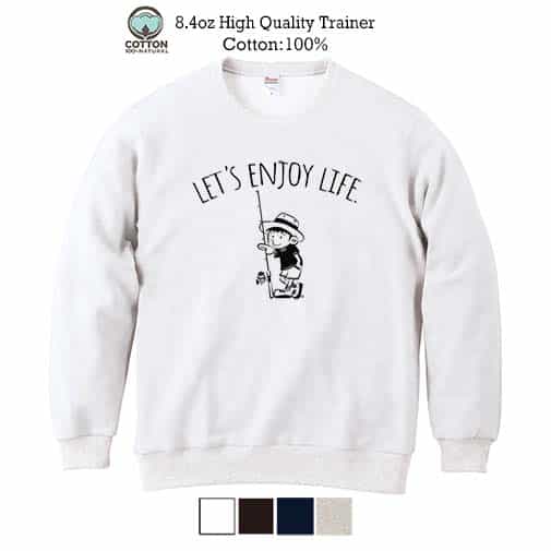 【トレーナー】【釣りざんまい】釣りに行きたい少年_02 8.4oz Cotton:100%