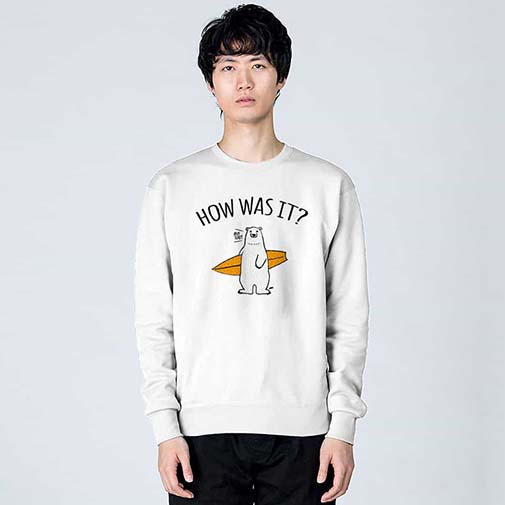 【トレーナー】波乗りシロクマさん(wakat) 8.4oz Cotton:100%