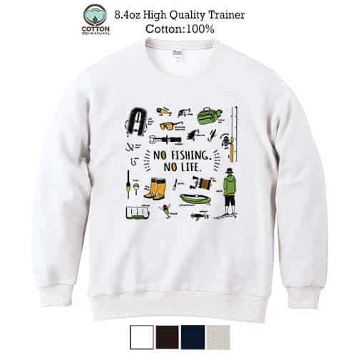 【トレーナー】【釣りざんまい】釣りに行く準備_カラフル 8.4oz Cotton:100%