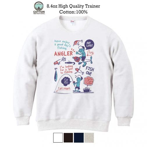 【トレーナー】【釣りざんまい】釣りに行きませんか?_レトロ 8.4oz Cotton:100%