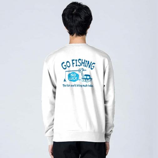 【トレーナー】【釣りざんまい】ユニークな釣りするアングラー_ブルー 8.4oz Cotton:100%