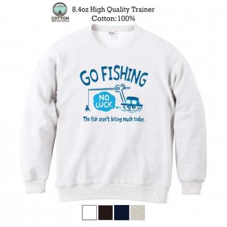 【トレーナー】【釣りざんまい】ユニークな釣りするアングラー_ブルー 8.4oz Cotton:100%