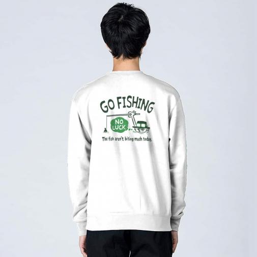 【トレーナー】【釣りざんまい】ユニークな釣りするアングラー_グリーン 8.4oz Cotton:100%