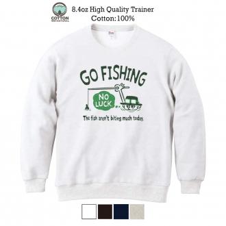 【トレーナー】【釣りざんまい】ユニークな釣りするアングラー_グリーン 8.4oz Cotton:100%