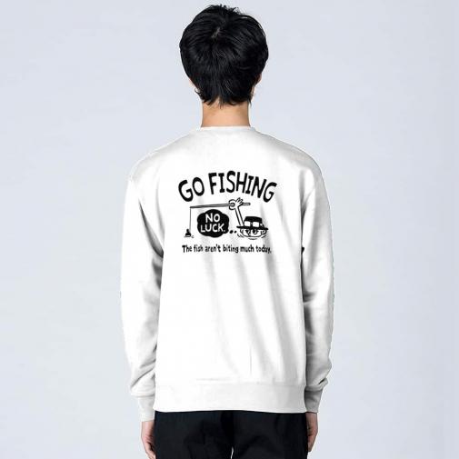 【トレーナー】【釣りざんまい】ユニークな釣りするアングラー_ブラック 8.4oz Cotton:100%