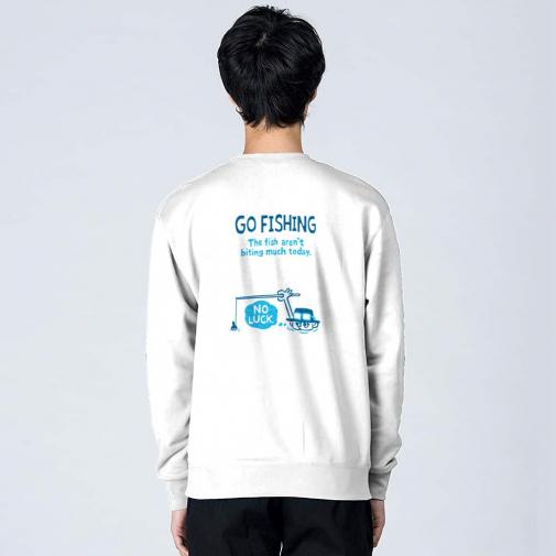 【トレーナー】【釣りざんまい】ユニークな釣り_ブルー  8.4oz Cotton:100%